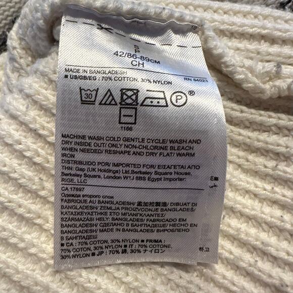 Banana Republic Women's Textured Fringe Cream and Black Sweater - Size Small - Picture 8 of 9